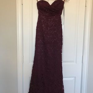 Lulus fitted, strapless wine colored dress